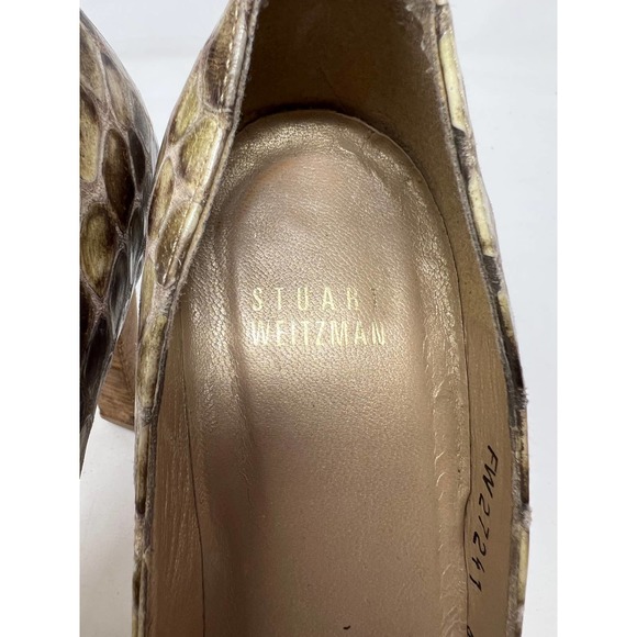 Stuart Weitzman Snake Skin Python Pattern Peep Toe Platform Pumps Brown Size 6M - Picture 10 of 10